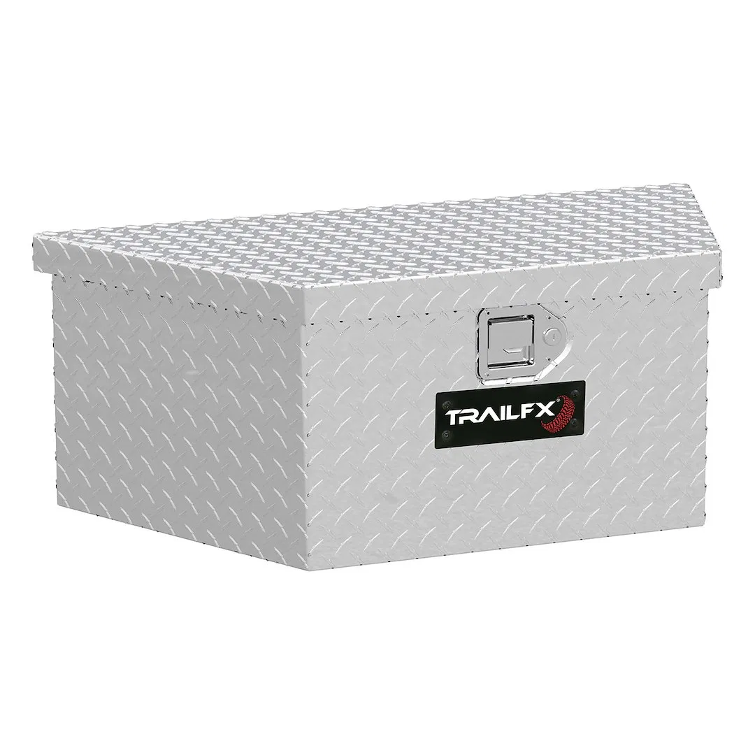 201191 – TRAILFX Tool Box, Trailer Tongue Single Lid With Struts Diamond Tread Bright Polished 16 Gauge Aluminum 34 I...